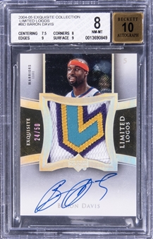 2004-05 Upper Deck Exquisite "Limited Logos" #LL-BD Baron Davis Signed Patch Card (#24/50) - BGS NM-MT 8/BGS 10